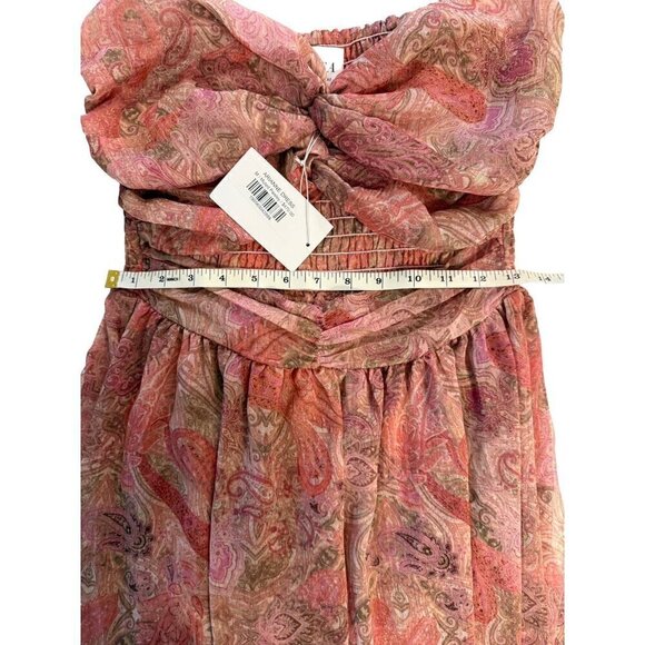 NWT‎ Strapless Arianne Dress Misa Los Angeles Paisley Pink Chiffon Size M - Picture 8 of 16